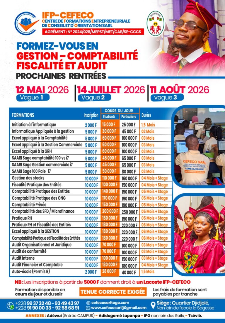 Cefeco sarl formation gestion comptabilité fiscalité audit
